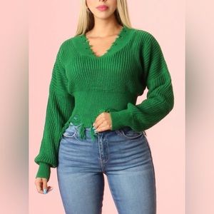 Distressed Crop Sweater